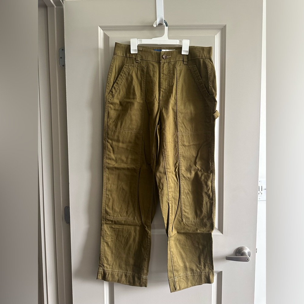 Old Navy High Rise Utility Pants Womens 8 Olive Green Straight Cotton
